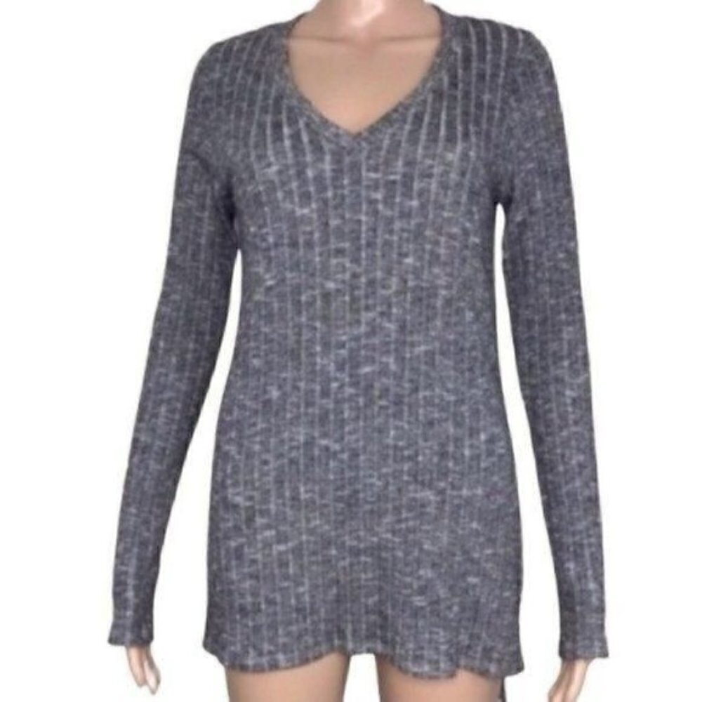 ANTHROPOLOGIE Deletta Gray Tunic Top Hi-Lo M